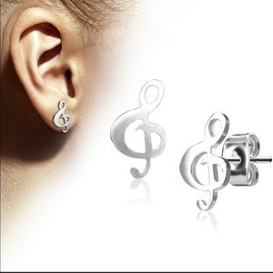 316L surgical steel music note earrings